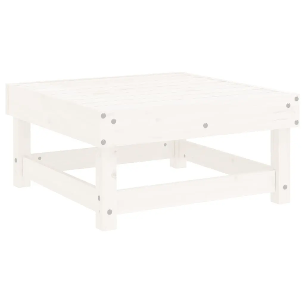 Garden Footstool with Cushion White Outdoor Seating Patio Furniture Solid Pine