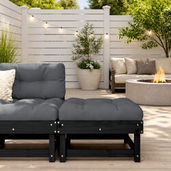 Outdoor Patio Footstool with Soft Cushion – Black Finish