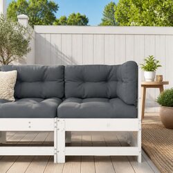 White Outdoor Sectional Sofa with Cushions for Relaxation