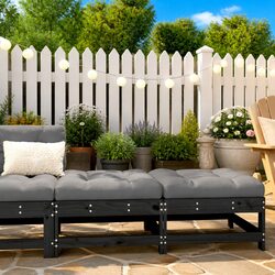 Enhance Your Outdoor Space with 2pc Black Garden Footstools and Cushions