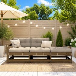 Outdoor 3 Piece Lounge Set with Comfortable Cushions - Brown Wood