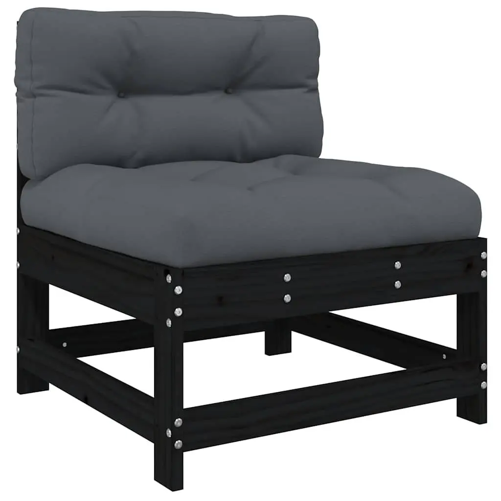 Outdoor Sectional Sofa Set 3 Piece Garden Lounge Seating with Cushions Black