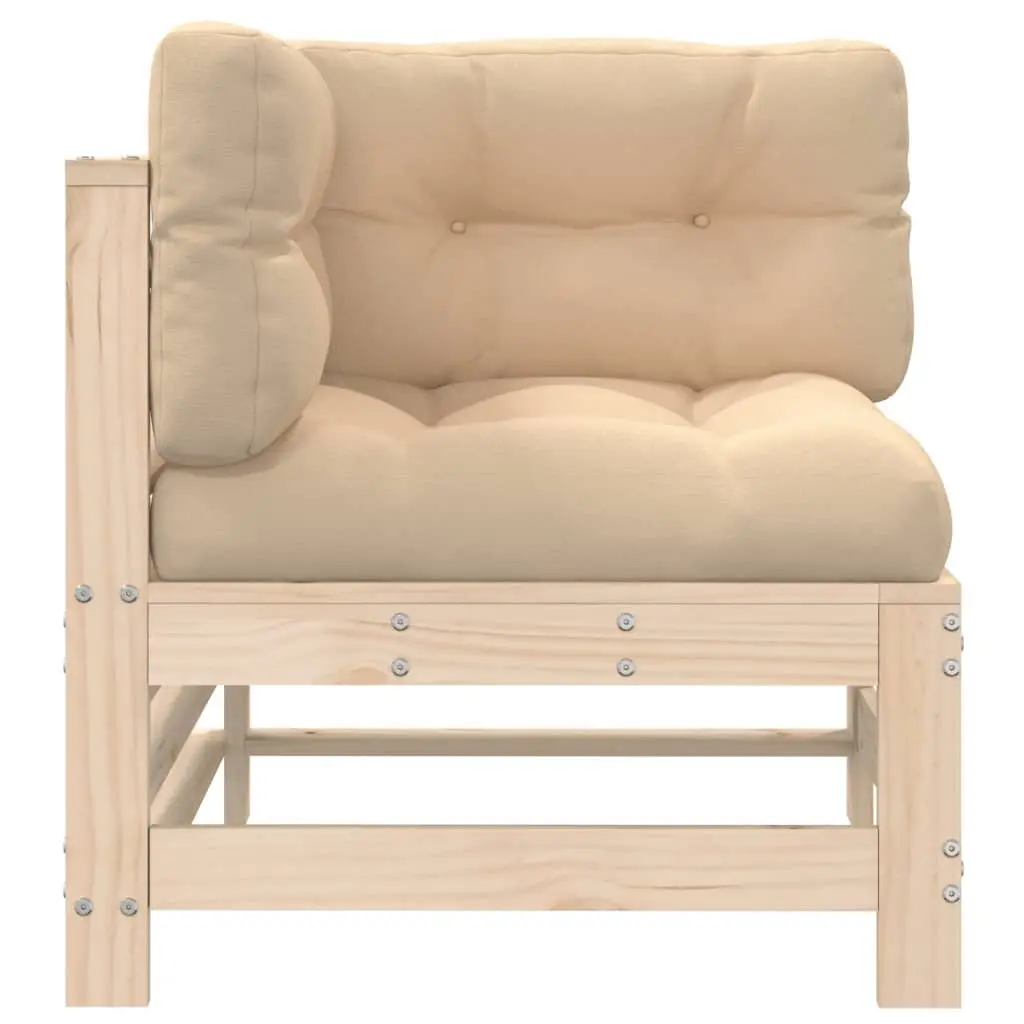 Outdoor Corner Sofa with Cushions Solid Wood Pine Garden Patio Sectional Seating