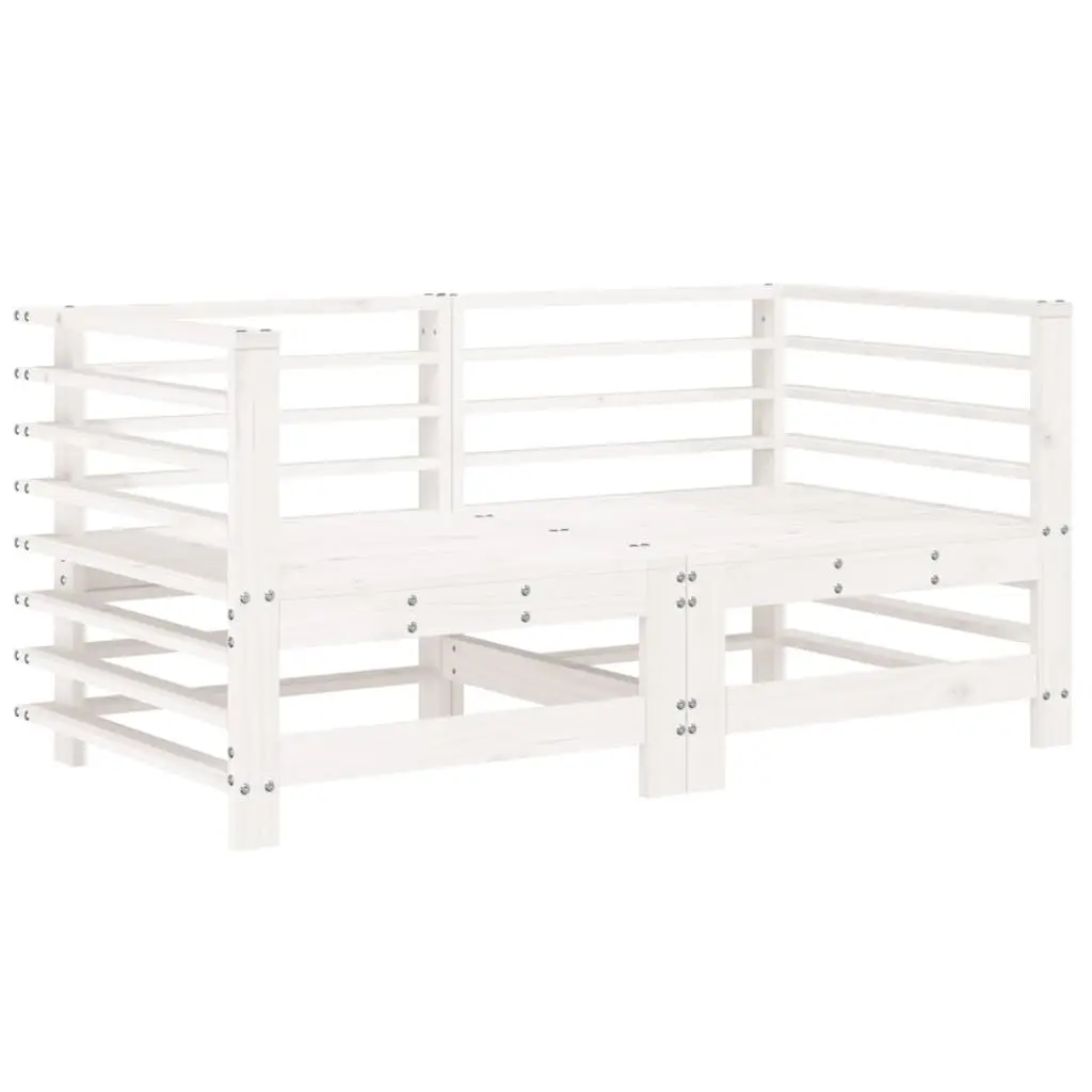 Corner Sofa Sectional Unit 2 Piece Solid Wood Pine White Cushions Outdoor Garden Patio