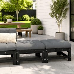 Enhance Your Outdoor Space with Cushioned Wooden Footstools, Black
