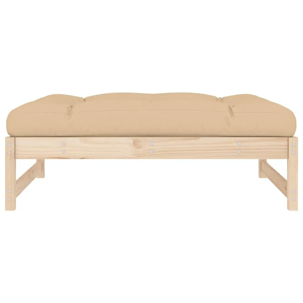 Garden Footstool Outdoor Sectional Sofa Unit Slatted Wood Patio Seating 120x80cm