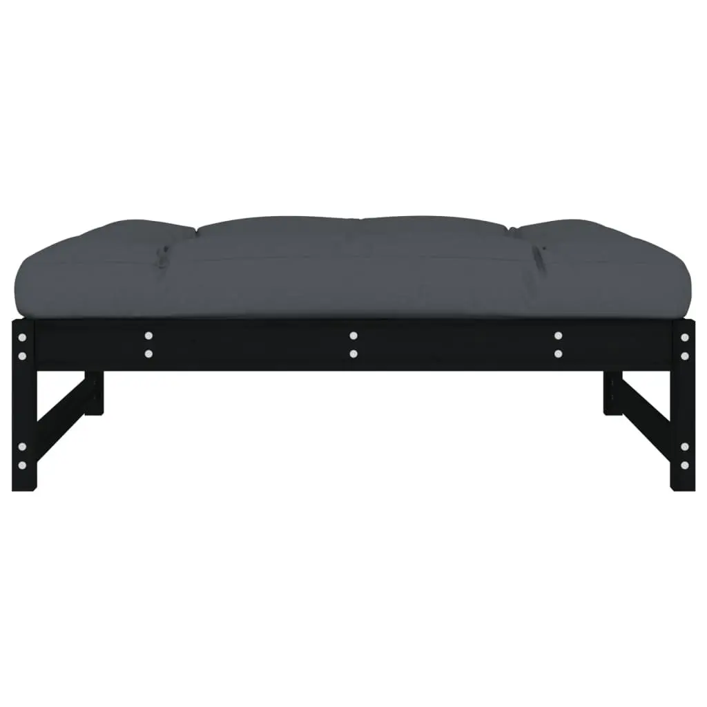 Garden Footstool Ottoman Black 120x80 cm Solid Wood Pine Slatted Design