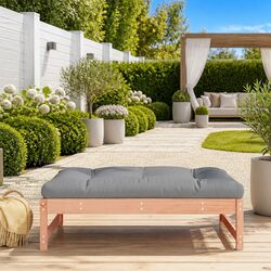 Outdoor Garden Footstool 120x80cm Slatted Design Soft Cushion Patio Seating