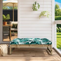 Outdoor Brown Wooden Footstool with Soft Cushion