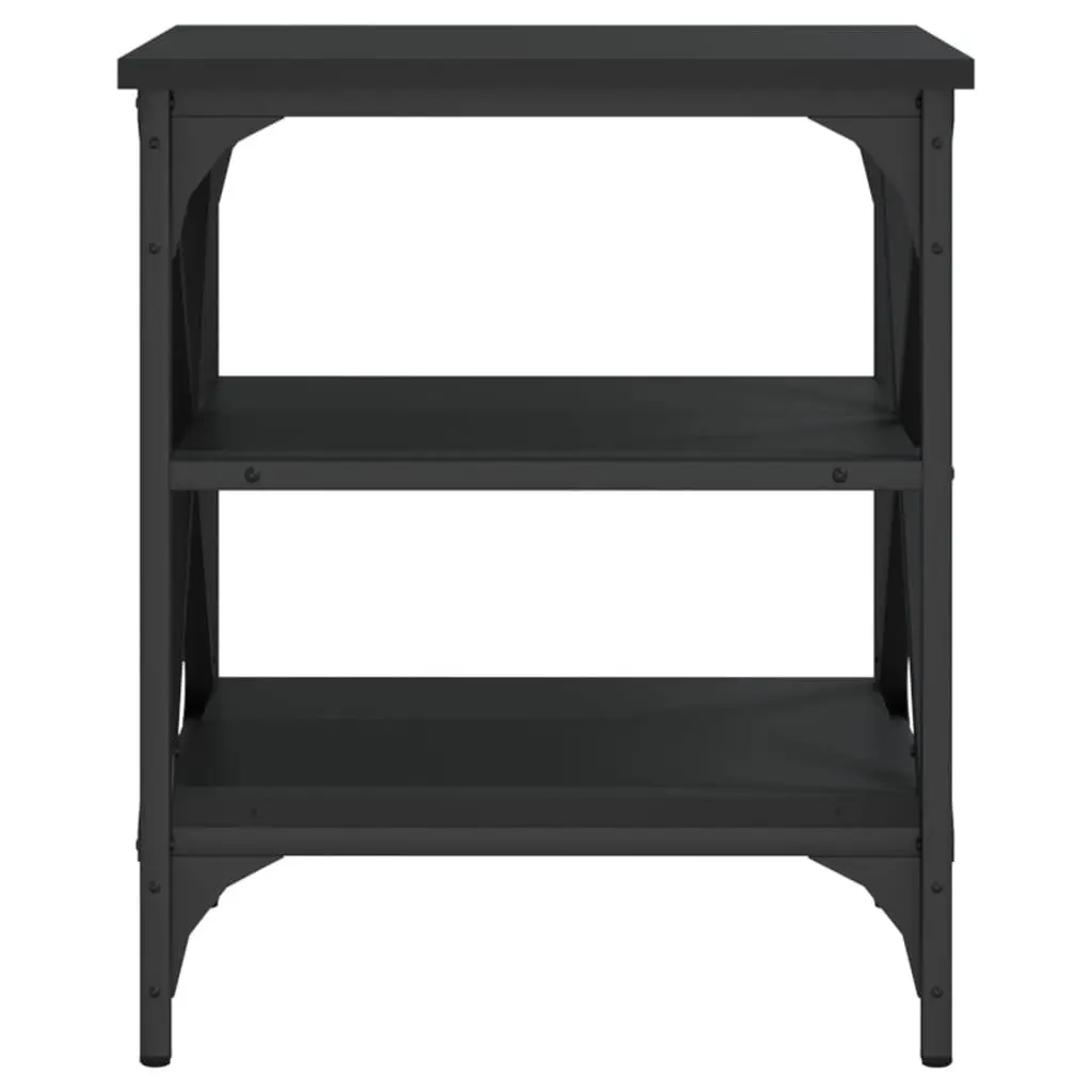End Table Black Engineered Wood Storage Side Table for Living Room