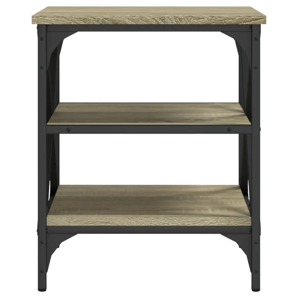 Side Table 40x42x50cm Brown Engineered Wood Storage Sturdy Steel Frame