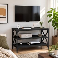 Black TV Cabinet Media Stand 80x40x50cm for Your Living Room