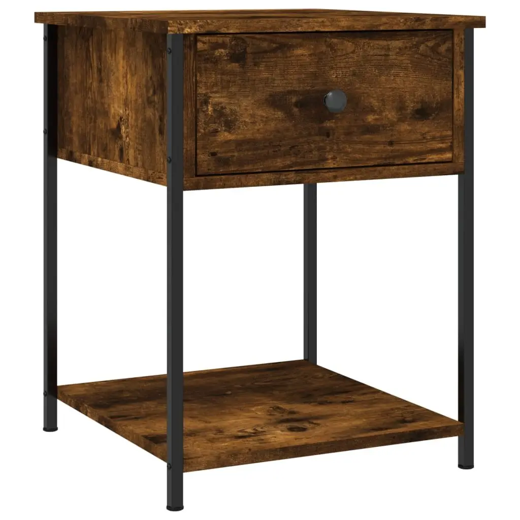 Bedside Table 2 pcs Brown Engineered Wood Storage Side Cabinet for Bedroom