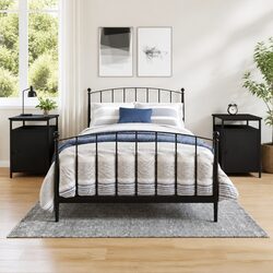 Bedside Cabinets 2 pcs Black Storage Bedroom Nightstand Compact Organiser