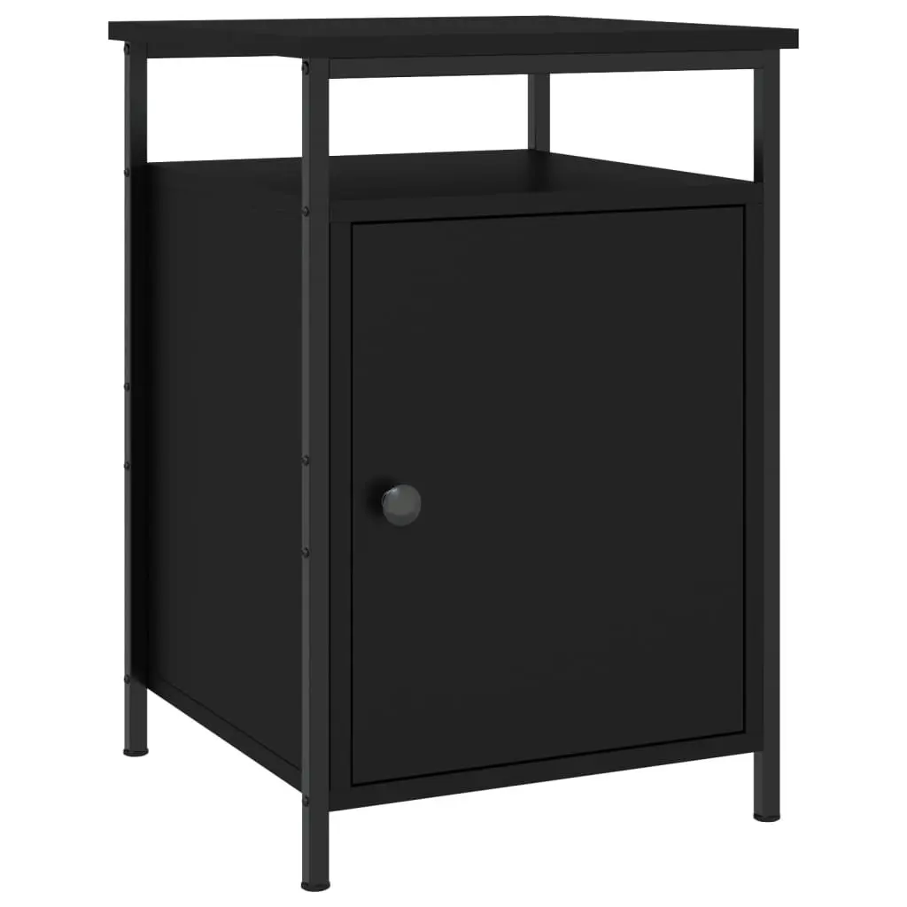 Bedside Cabinets 2 pcs Black Compact Storage Nightstand Organiser
