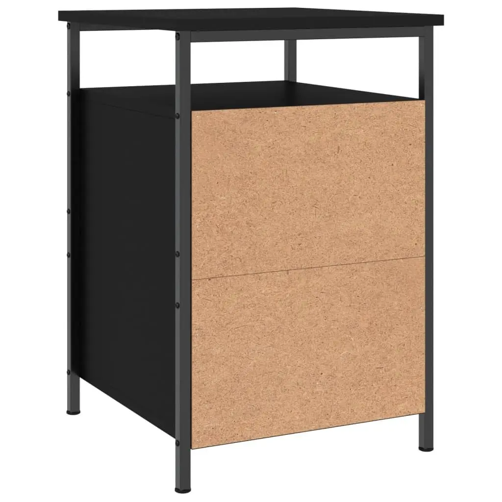 Bedside Cabinets 2 pcs Black Compact Storage Nightstand Organiser