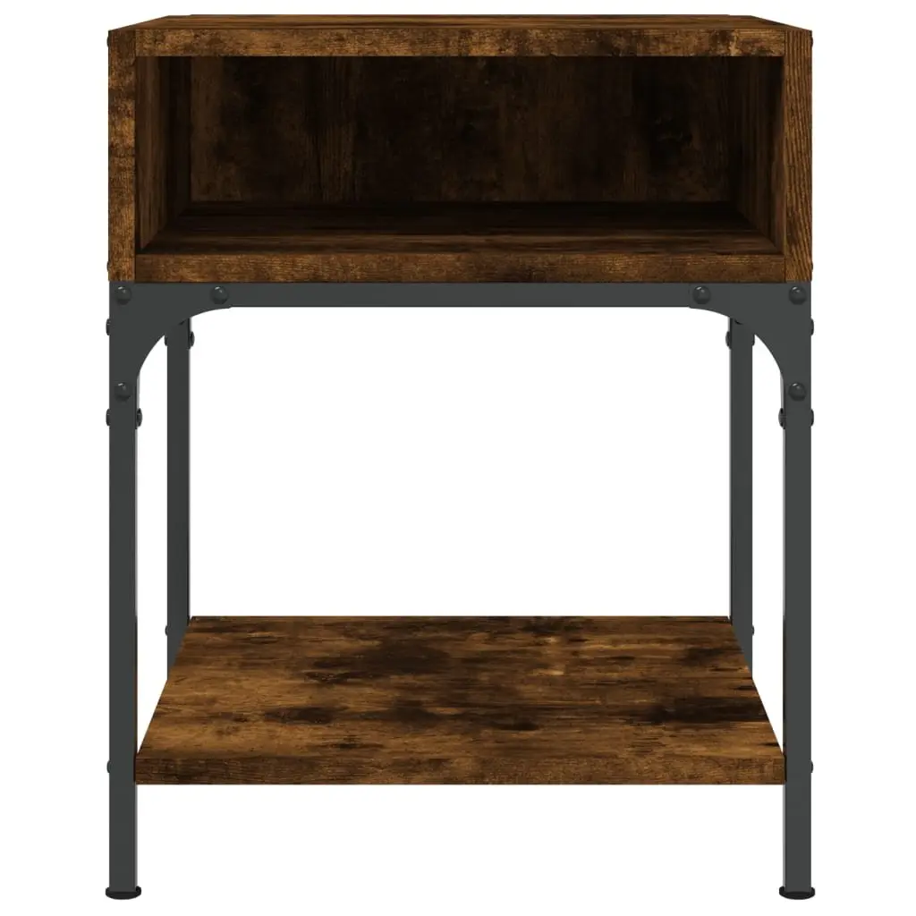 Brown Engineered Wood Bedside Tables 2 Piece Storage Cabinet with Adjustable Feet for Stability