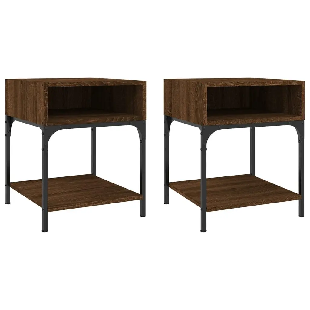 Bedside Tables 40x41x50 cm Brown Oak Engineered Wood Storage Cabinet 2 pcs
