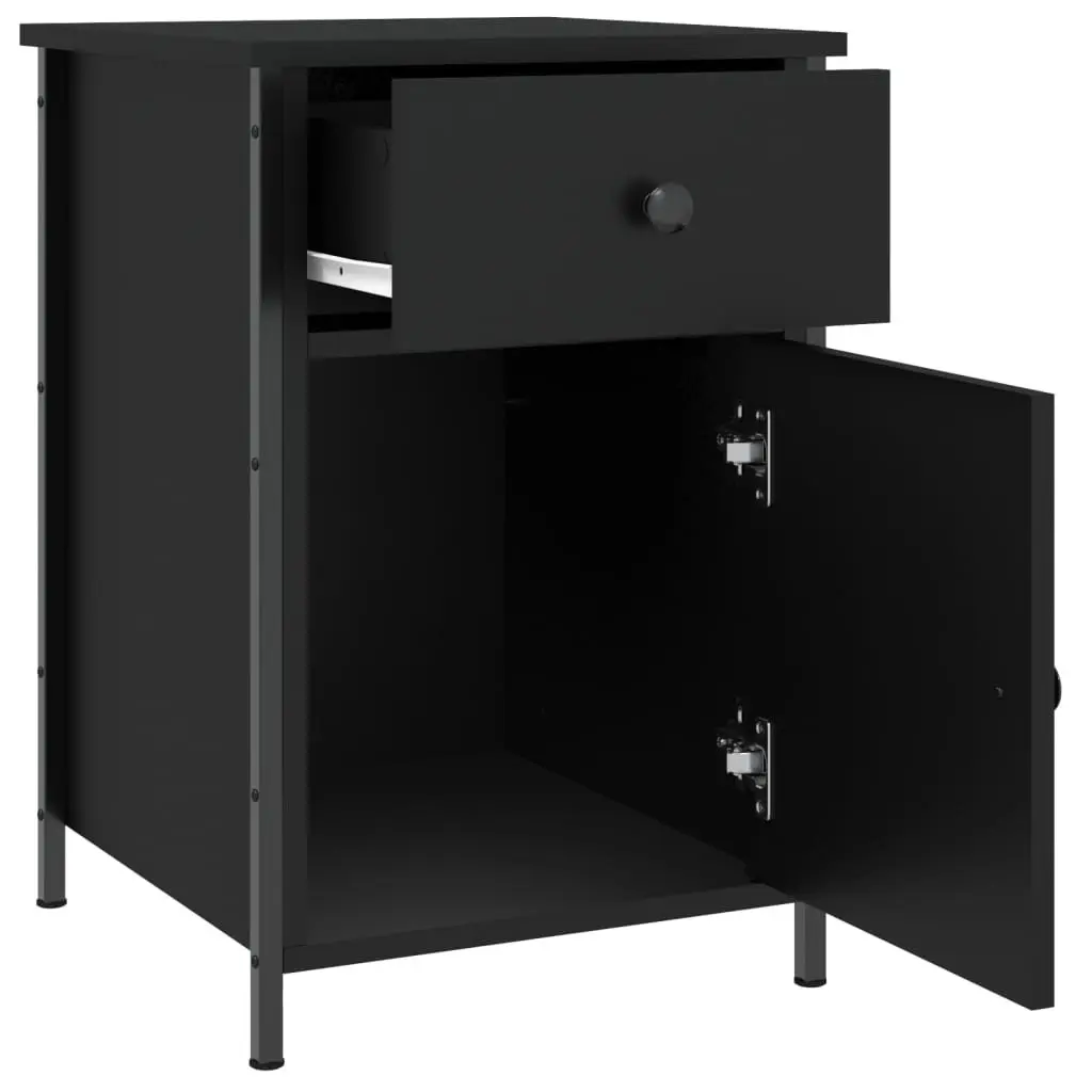 Bedside Cabinets 2 pcs Black 40x42x60 cm Engineered Wood Storage Nightstand