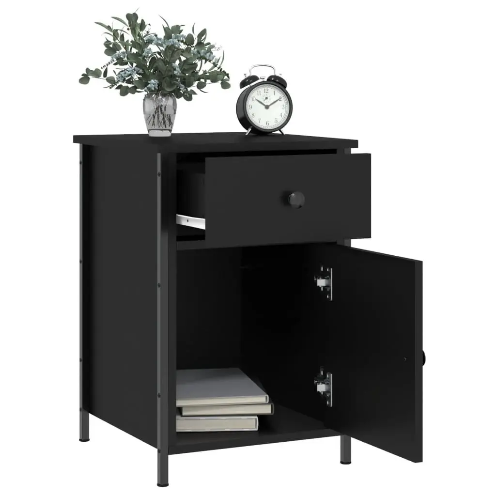 Bedside Cabinets 2 pcs Black 40x42x60 cm Engineered Wood Storage Nightstand