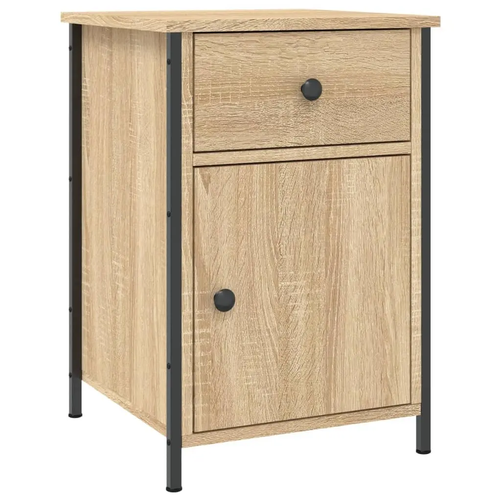 Bedside Cabinet 2 Piece Nightstand Storage Organiser Brown Engineered Wood
