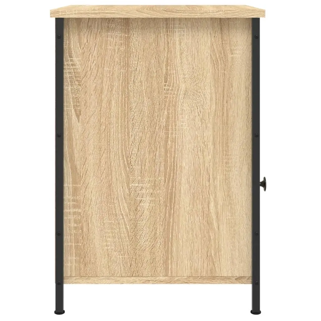 Bedside Cabinet 2 Piece Nightstand Storage Organiser Brown Engineered Wood