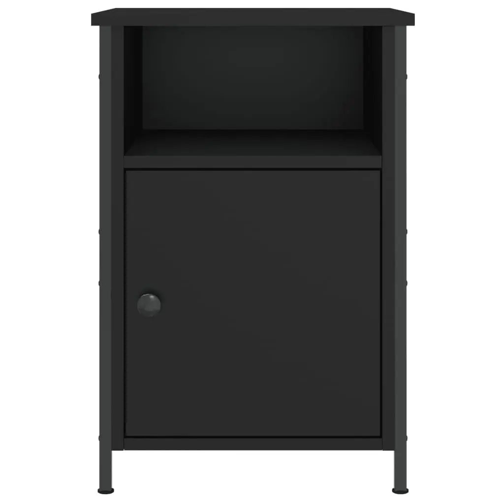 Bedside Cabinets 2 pcs Black Engineered Wood Nightstands Storage Organiser