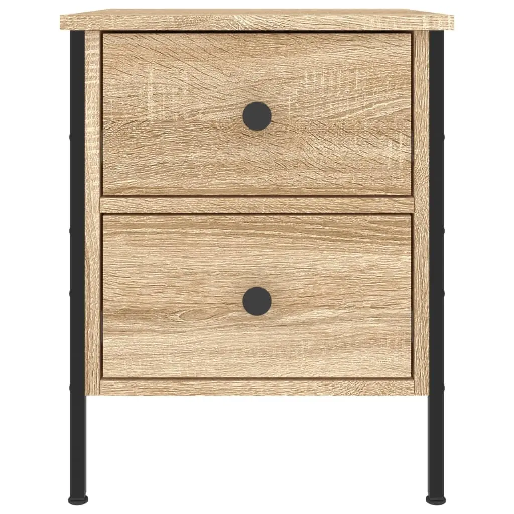 Bedside Cabinet 40x42x50 cm Brown Industrial Style Engineered Wood Storage with Two Drawers and Adjustable Feet