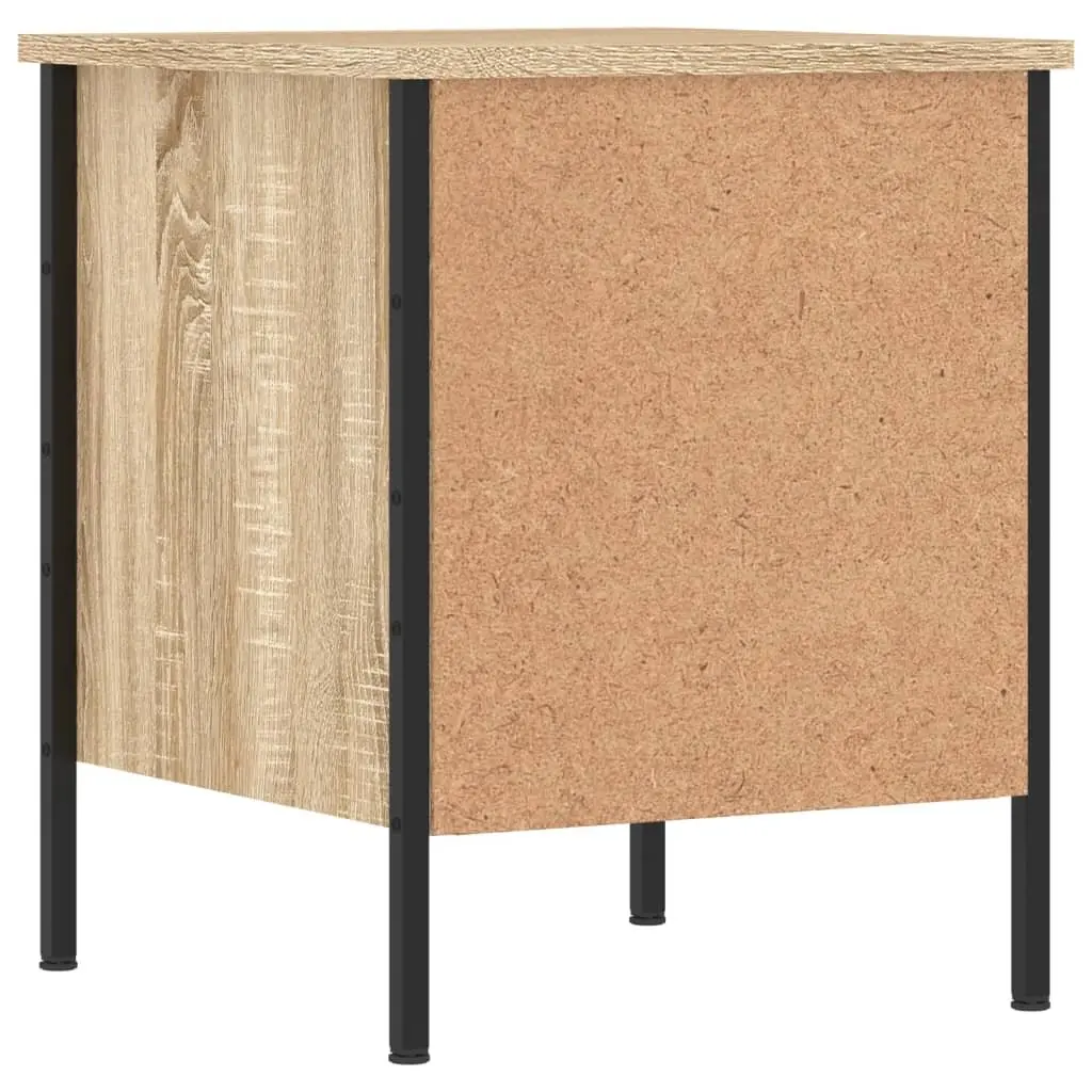 Bedside Cabinet 40x42x50 cm Brown Industrial Style Engineered Wood Storage with Two Drawers and Adjustable Feet