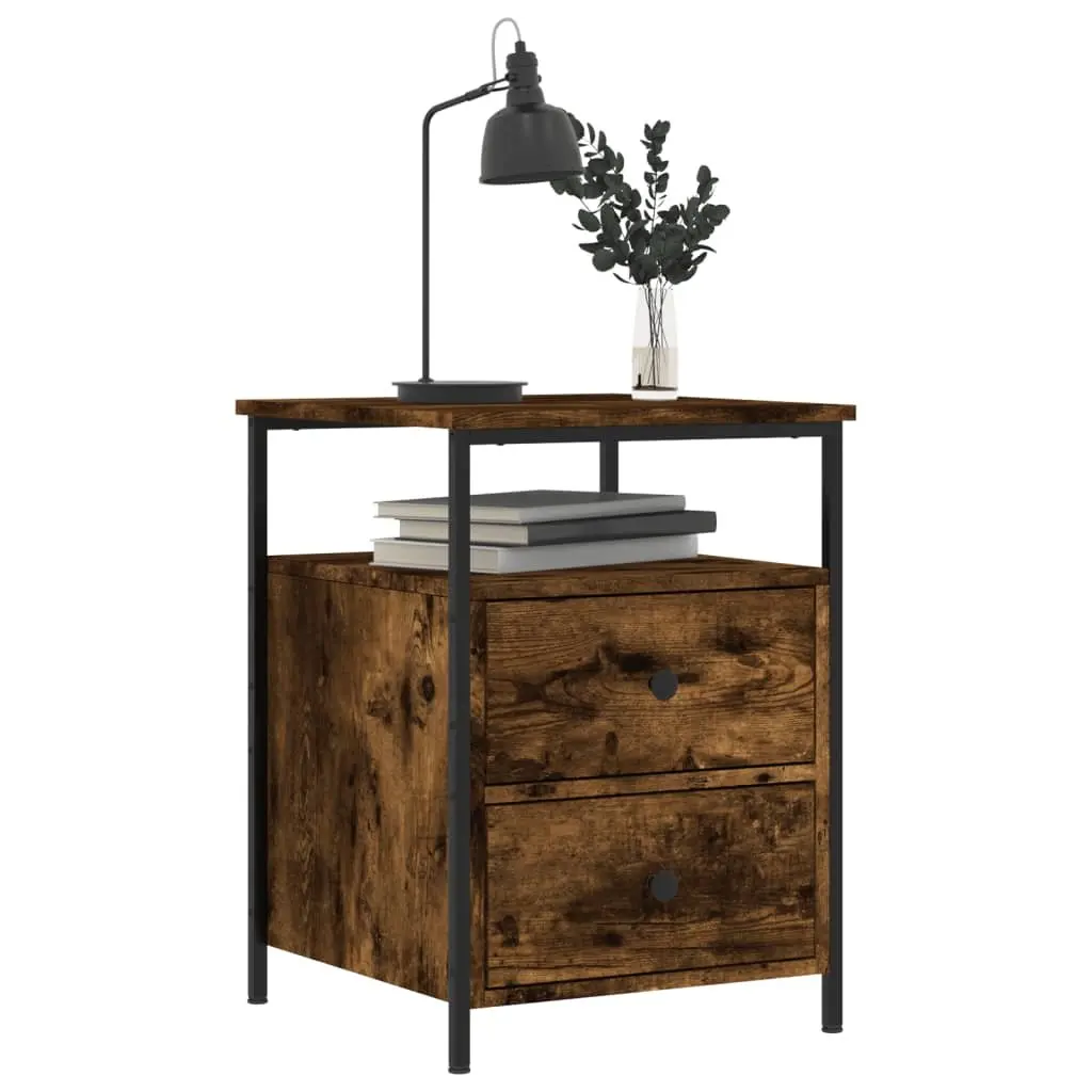 Bedside Cabinets 2 pcs Brown Engineered Wood Nightstands Storage Side Tables