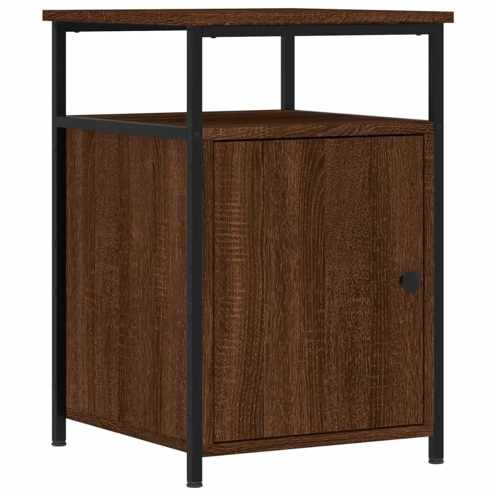 Bedside Cabinets 2 pcs Brown Oak Engineered Wood Storage Tables 40x42x60 cm