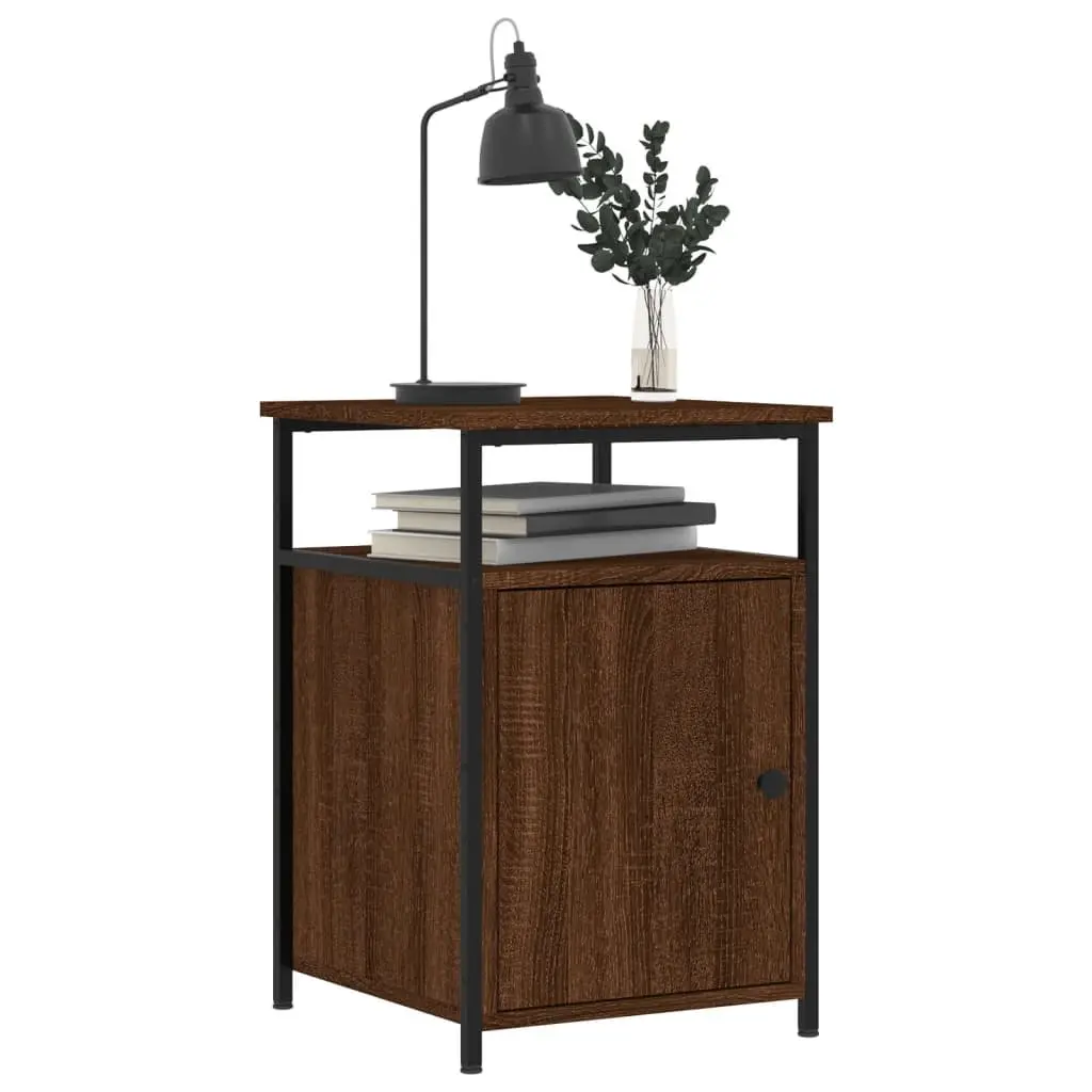 Bedside Cabinets 2 pcs Brown Oak Engineered Wood Storage Tables 40x42x60 cm