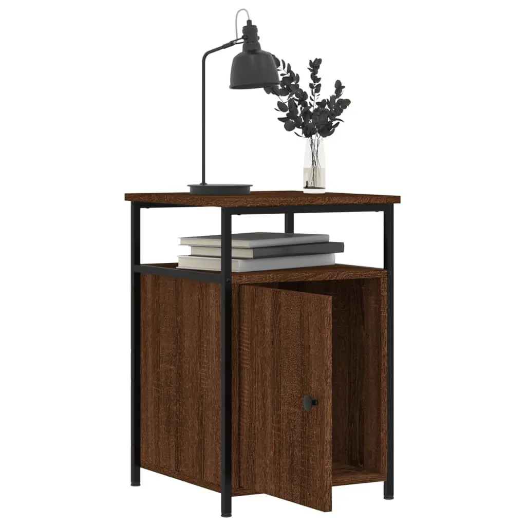 Bedside Cabinets 2 pcs Brown Oak Engineered Wood Storage Tables 40x42x60 cm