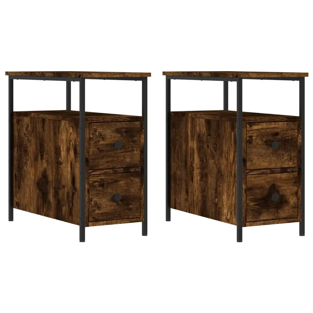 Bedside Cabinets 2 pcs 30x60x60 cm Smoked Oak Engineered Wood Storage