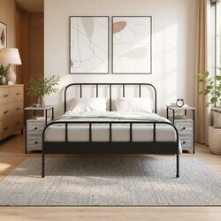 Bedside Cabinets 2 pcs Grey Engineered Wood Bedroom Storage Tables Nightstand