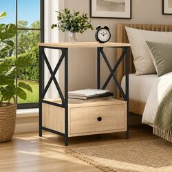 Industrial Nightstand Sonoma Oak 50x41x65 cm
