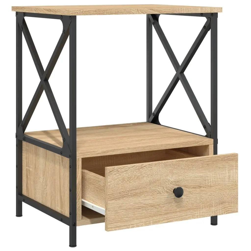 Bedside Tables 50x41x65 cm Brown Engineered Wood Nightstand Storage 2 pcs
