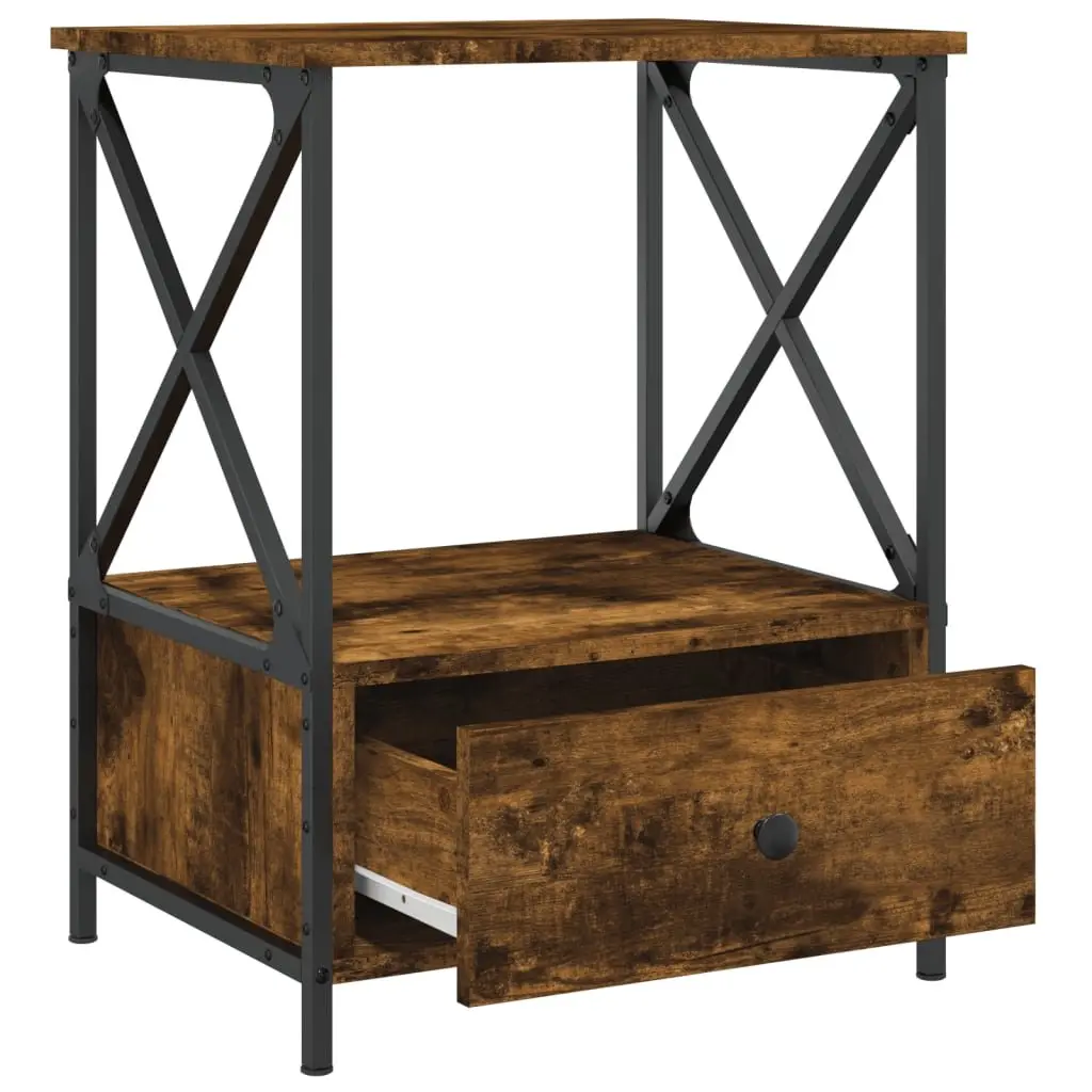 Bedside Tables 2 pcs Brown Engineered Wood Industrial Style Storage 50x41x65 cm