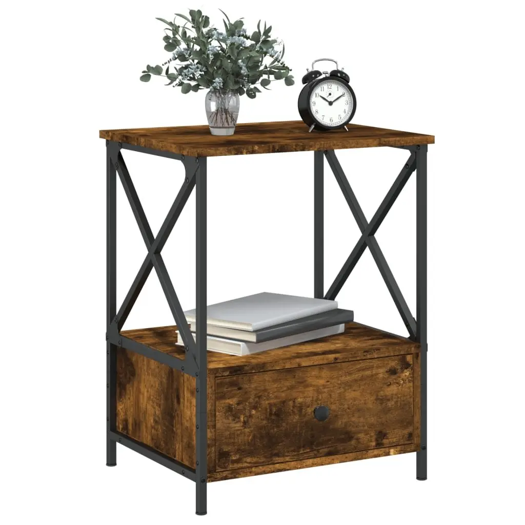 Bedside Tables 2 pcs Brown Engineered Wood Industrial Style Storage 50x41x65 cm