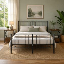 Set of 2 Brown Bedside Tables with Industrial Charm