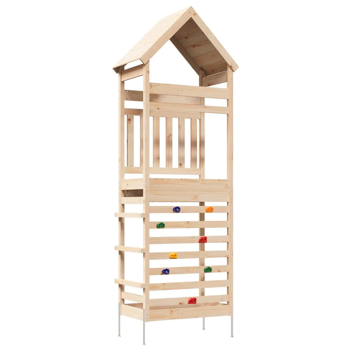 Outdoor Play Tower Wooden Climbing Slide Hideaway Garden Kids Playset