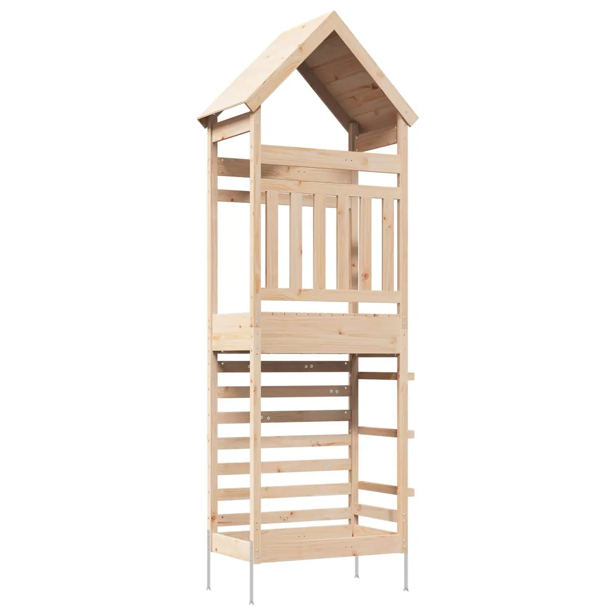 Outdoor Play Tower Wooden Climbing Slide Hideaway Garden Kids Playset