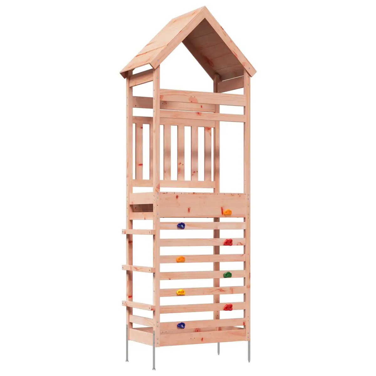 Kids Outdoor Play Tower Wooden Climbing Frame Shaded Roof