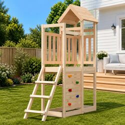 Garden Play Structure: Wooden Playset with Rockwall
