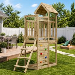 Enhance Your Garden with a Wooden Climbing Frame and Rockwall