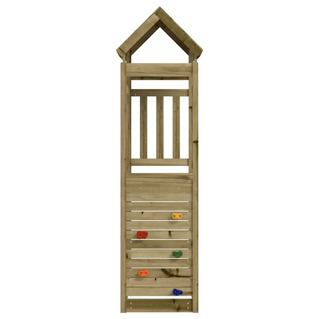 Wooden Play Tower 53x110.5x214cm Rockwall Climbing Feature Outdoor Playhouse Kit
