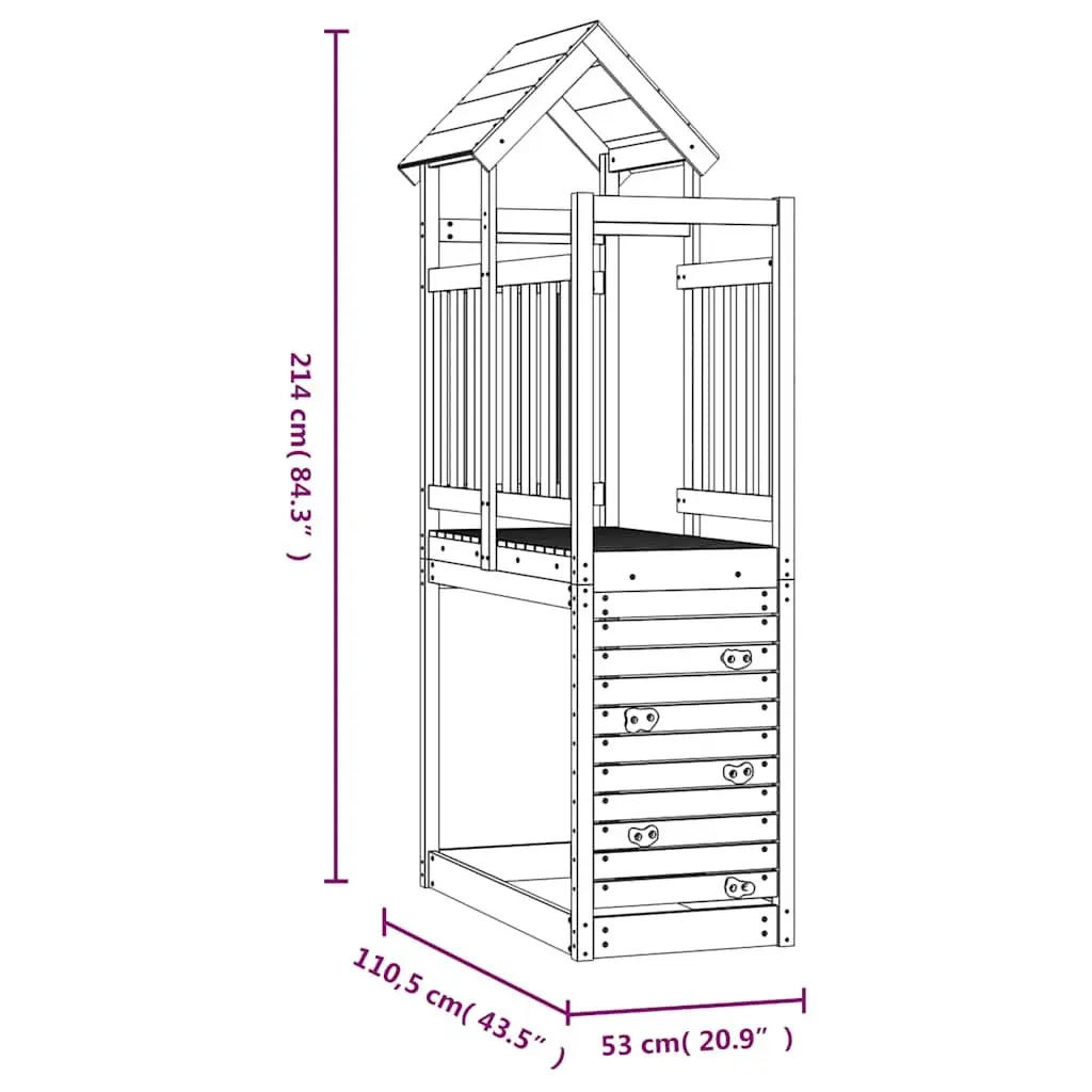 Wooden Play Tower 53x110.5x214cm Rockwall Climbing Feature Outdoor Playhouse Kit
