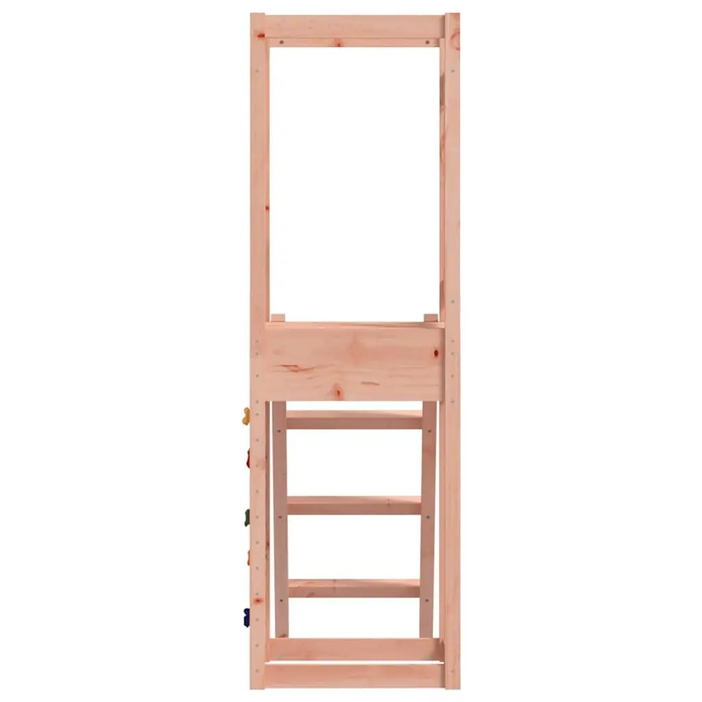 Wooden Outdoor Playset with Rockwall and Ladder Durable Douglas Wood Construction Brown
