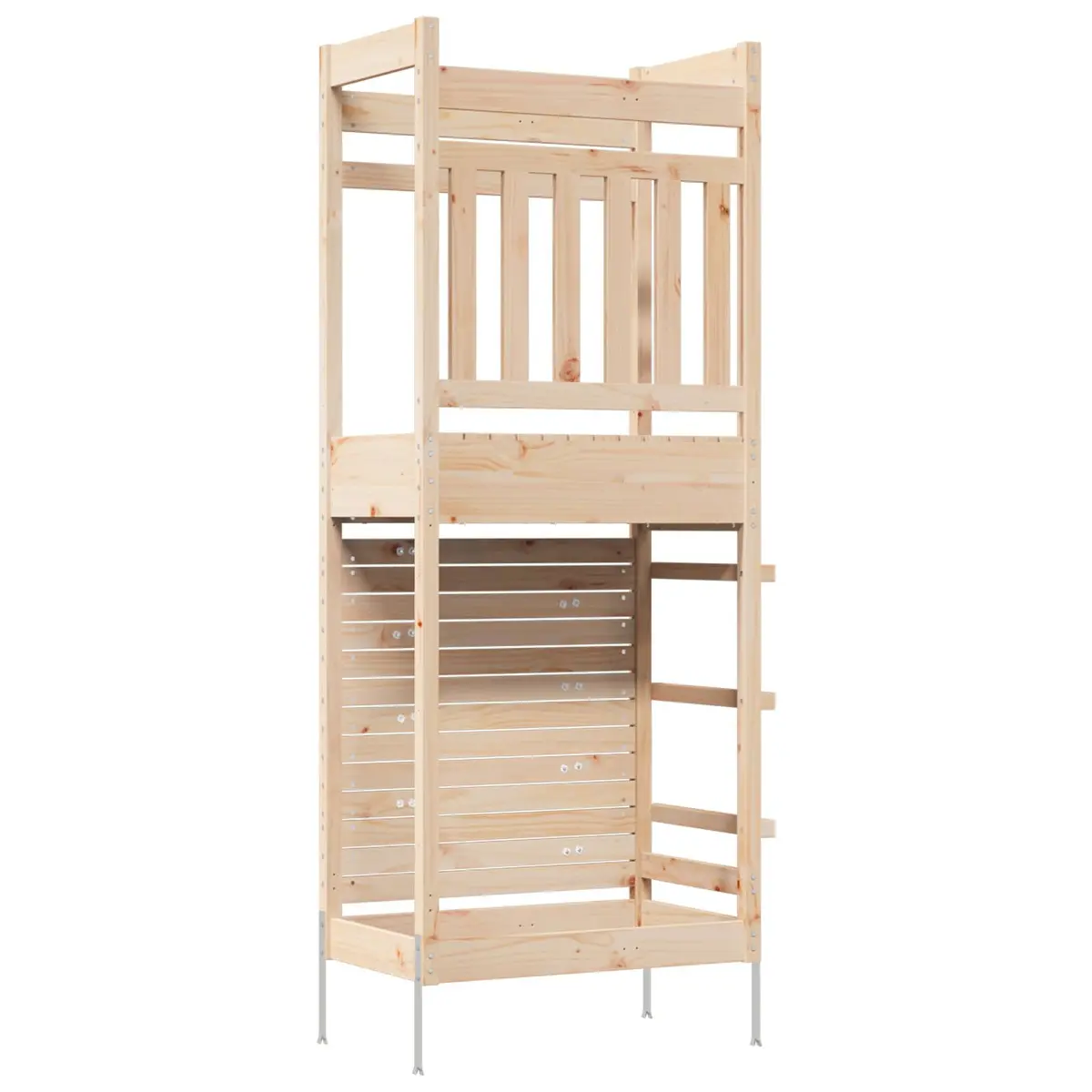 Outdoor Play Tower Wooden Backyard Playset Natural Garden Climbing Equipment