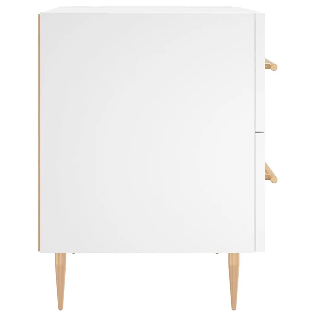 Bedside Cabinet White Engineered Wood Spacious Storage Table with Drawers